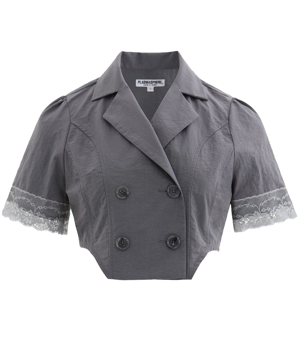 플라즈마스페어(PLASMA SPHERE) CURVE SHIRT IN DARK GREY (레이스 더블자켓)