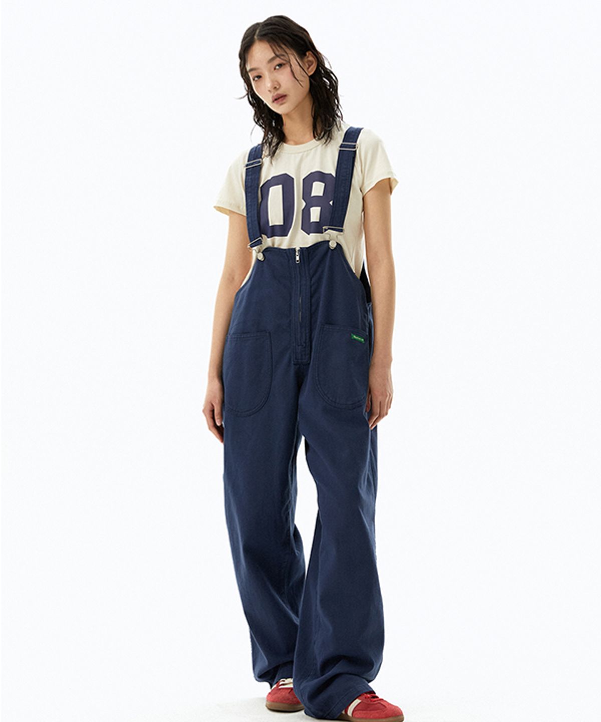 그린버터(GREENBUTTER) Zipper Overall pants (Navy)