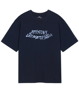 Caizhu Letter Short Sleeve Navy