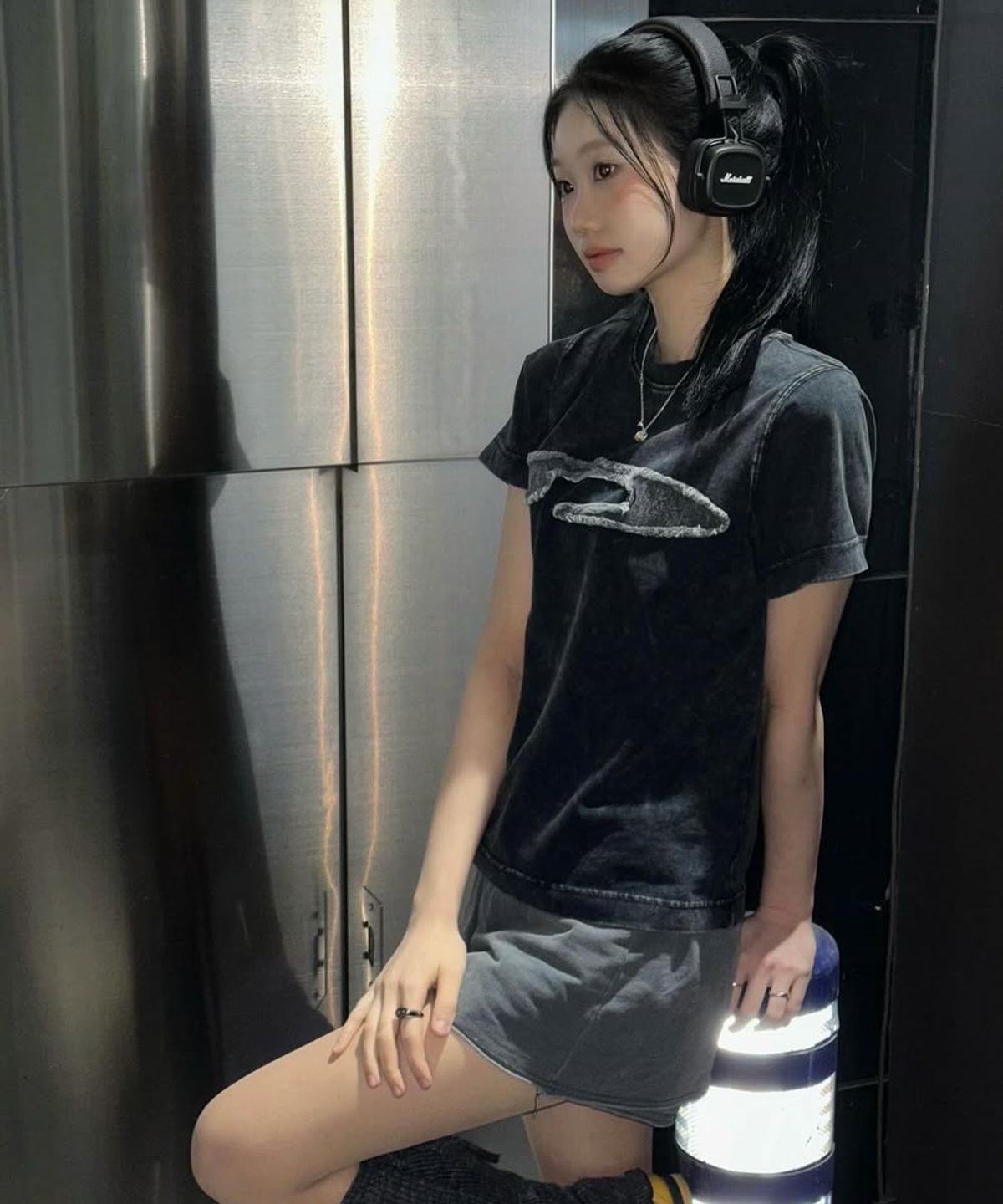 에프디알(FDR) Disk Logo Applique Short Sleeve Black