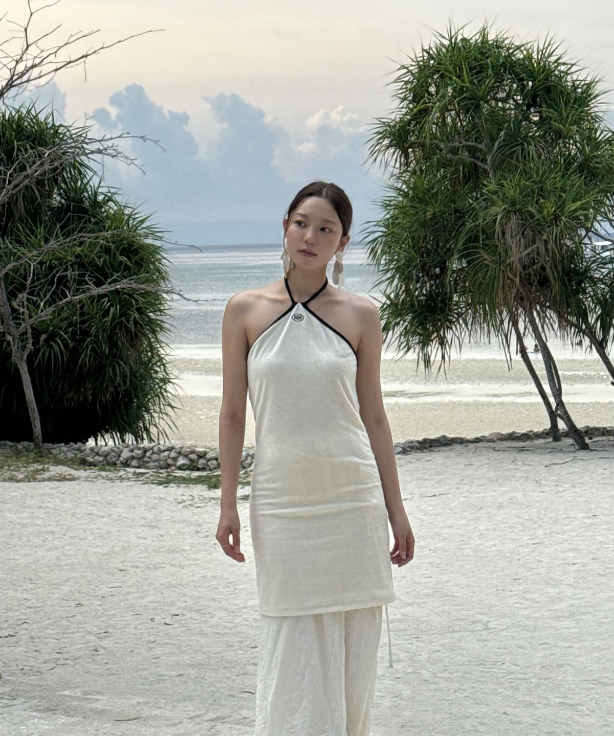 기준(KIJUN) Terry Halter Dress Ivory