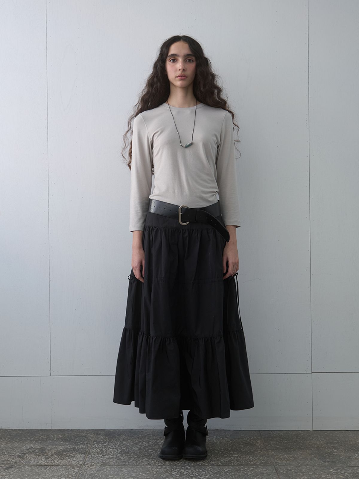 기준(KIJUN) Shirring Full Skirt Black