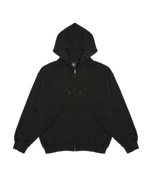 로고 베이직 스웻 후드집업_블랙