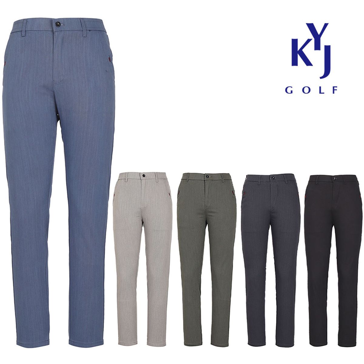 김영주 골프(KIM YOUNG JOO GOLF) 봄여름 면혼방 사방스판 스티치 포인트 남성 골프 면팬츠 DOSMSL09