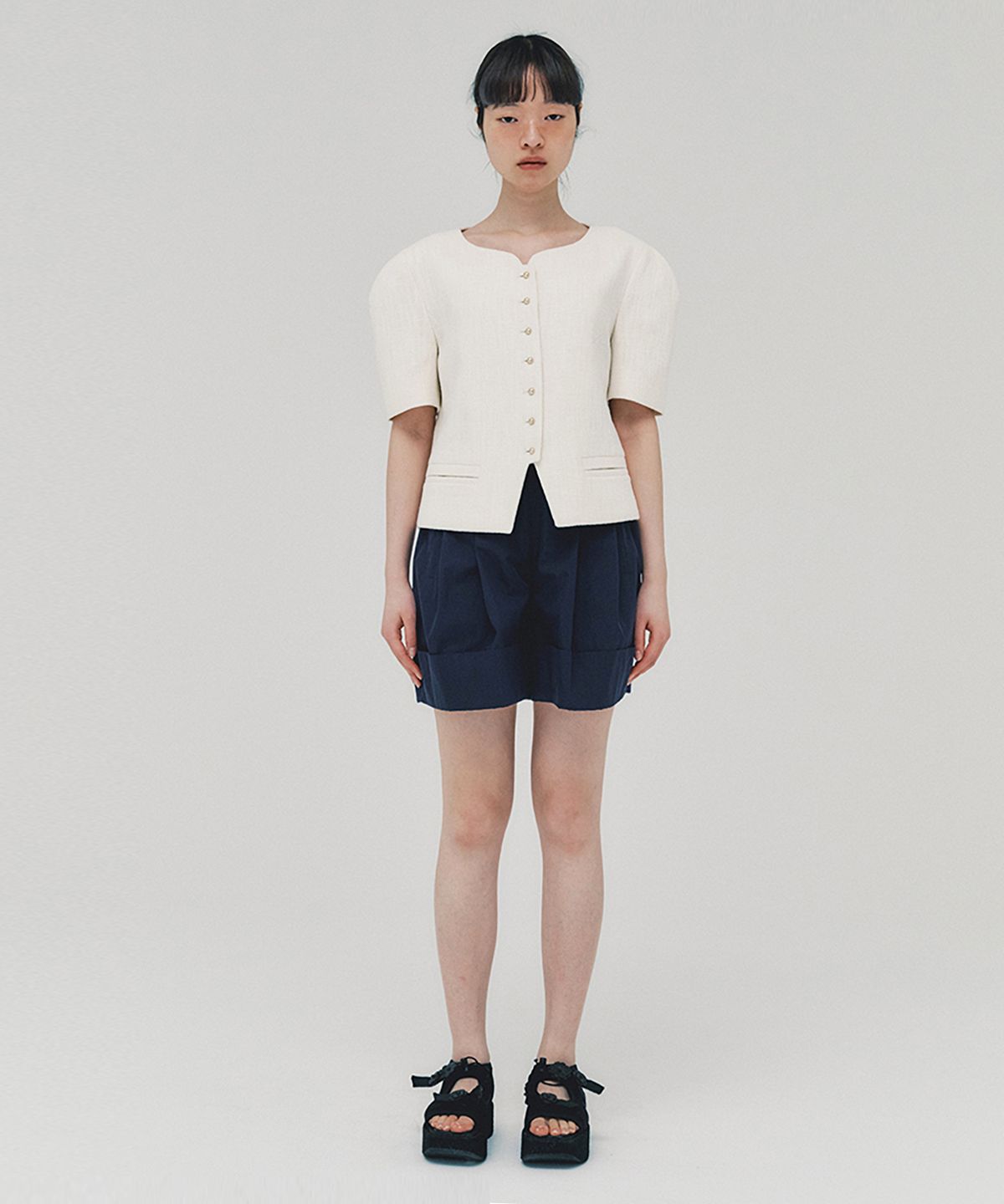 아위(AHWE) Sweetheart Tweed Jacket_IVORY