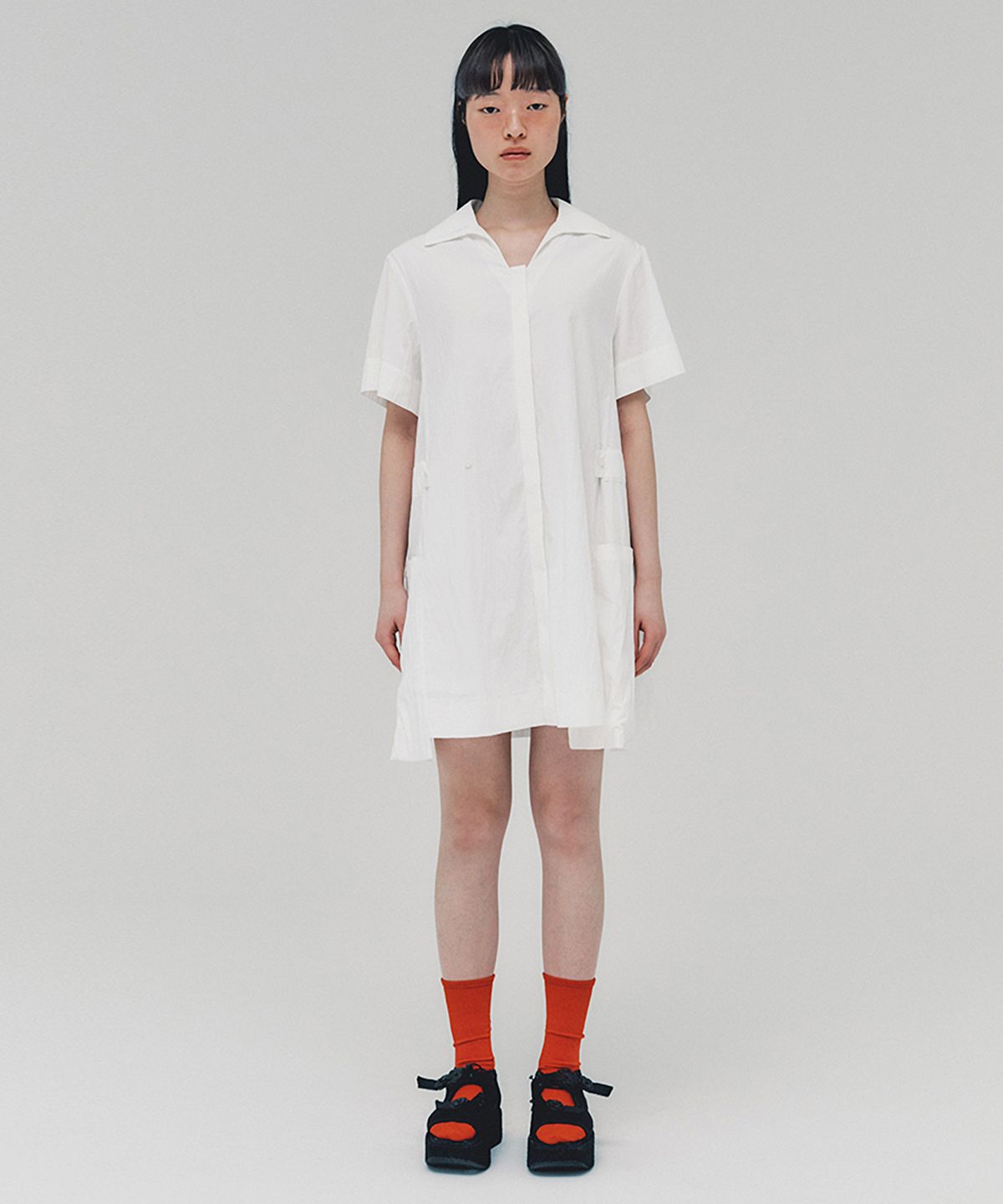 아위(AHWE) Mini Shirt Dress_IVORY