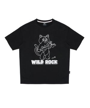 낭만을 쫓는 뚱냥이 냥파 티셔츠_블랙