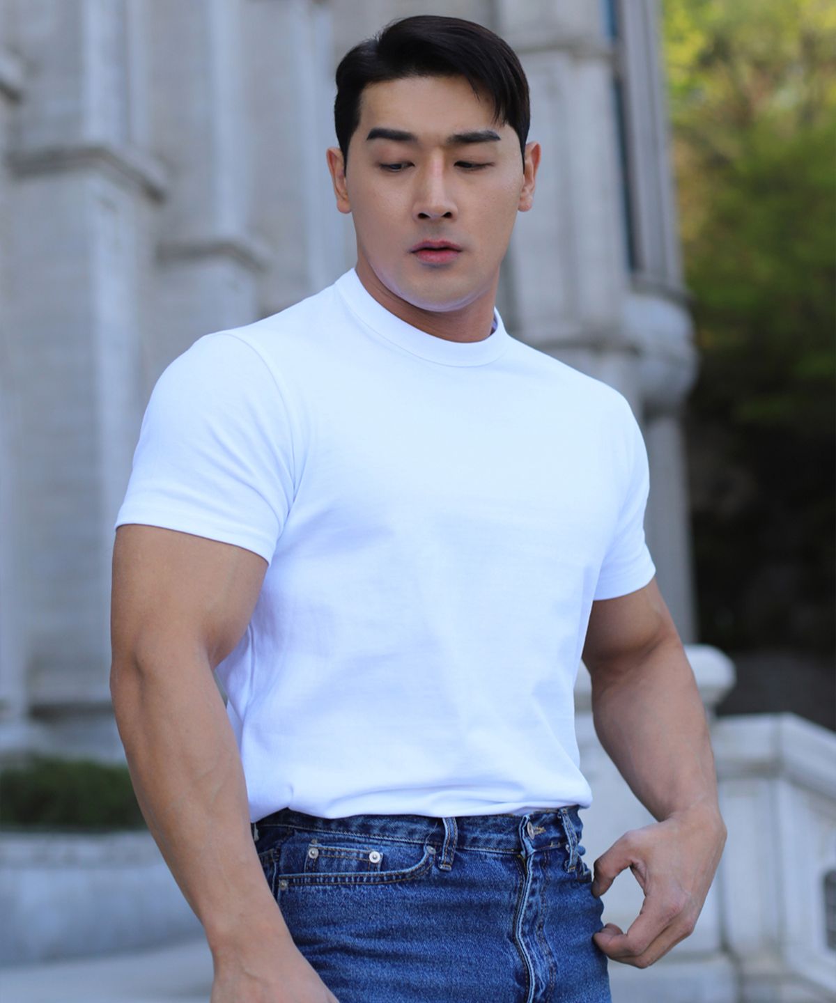 보스트핏(BOASTFIT) 머슬핏 10수 헤비코튼 반팔티셔츠 화이트