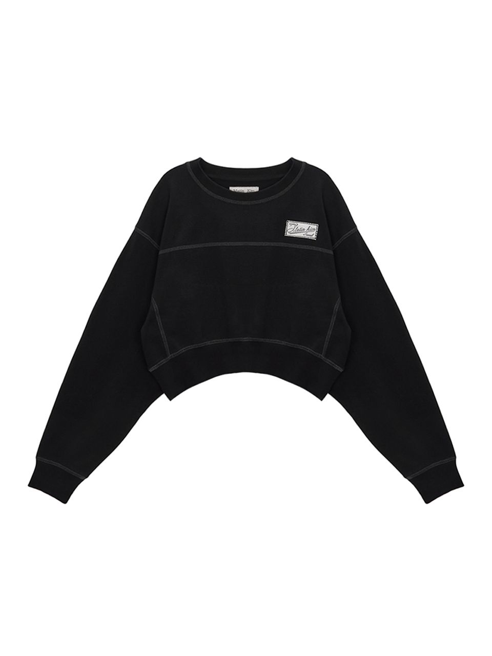 Matin Kim クロップ　スウェット MUSINSA公式 | MATIN KIM STITCH LABEL CROP SWEATSHIRT IN BLACK