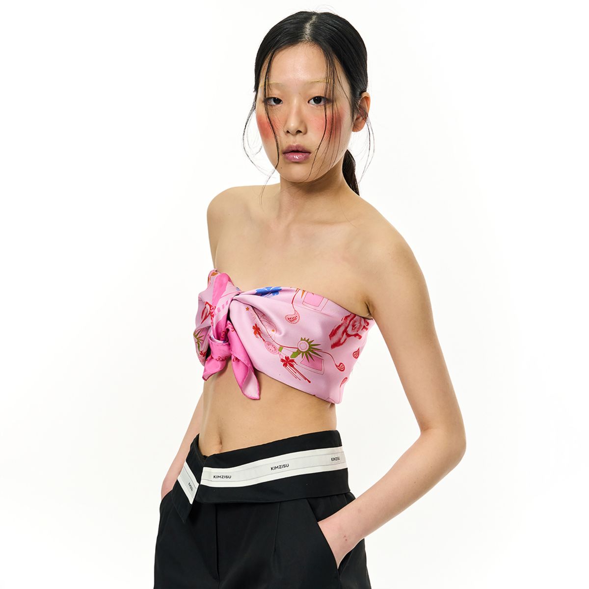 킴지수(KIMZISU) JOMO Motif Square Scarf _ Pink