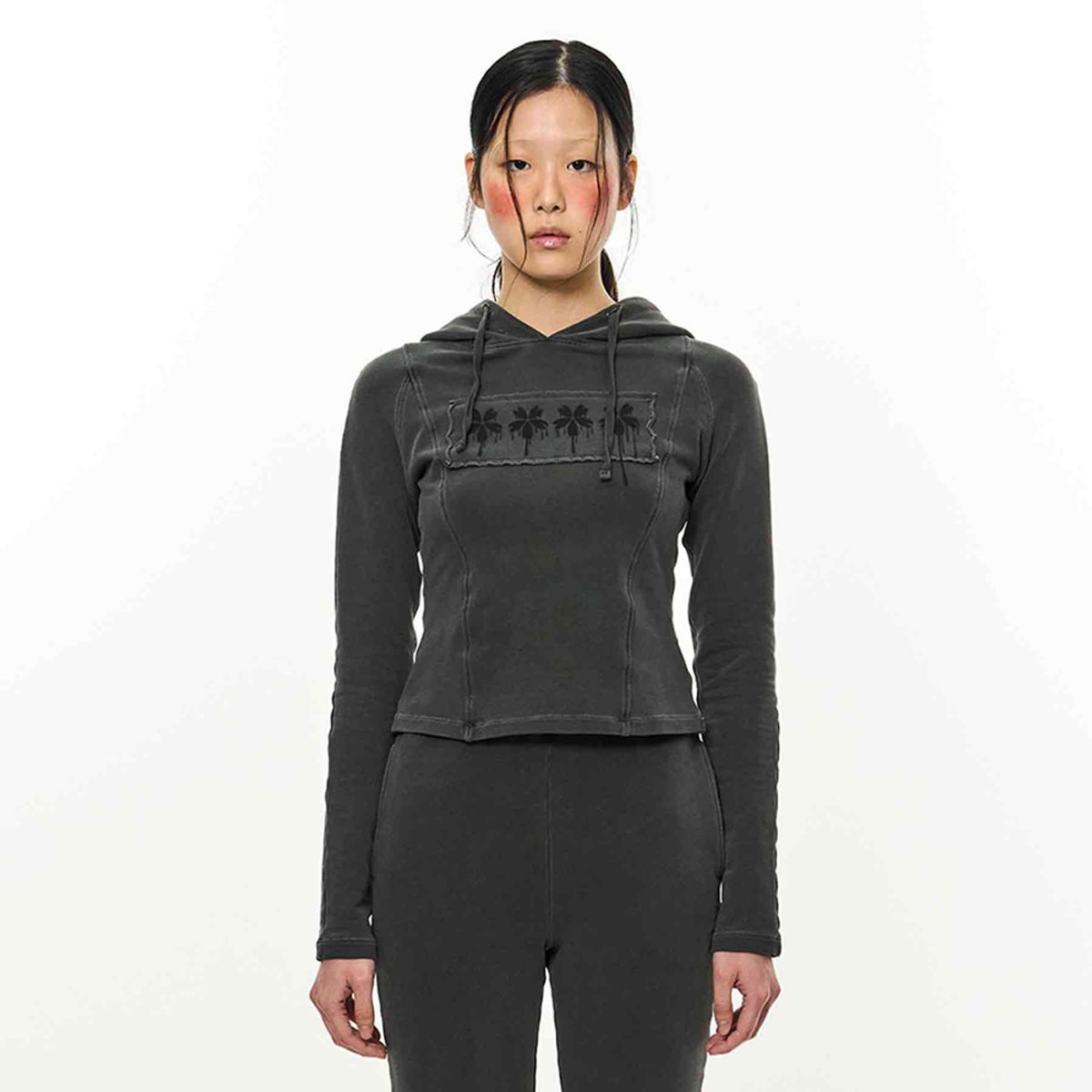 킴지수(KIMZISU) Patch Slim Hoodie _ Dark Grey