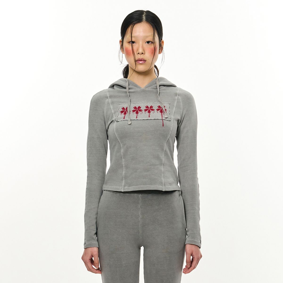 킴지수(KIMZISU) Patch Slim Hoodie _ Light Grey