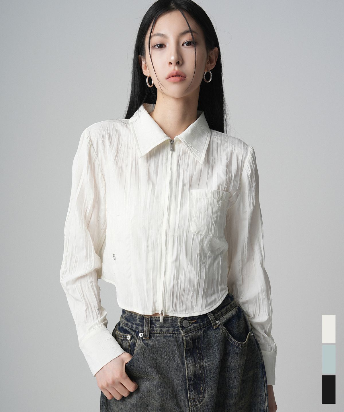어반드레스(AVANDRESS) Femi Pleats Shirts Zip-up - 3COL