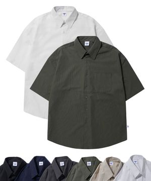 [2PACK] 올데이 린넨 오버핏 반팔 셔츠