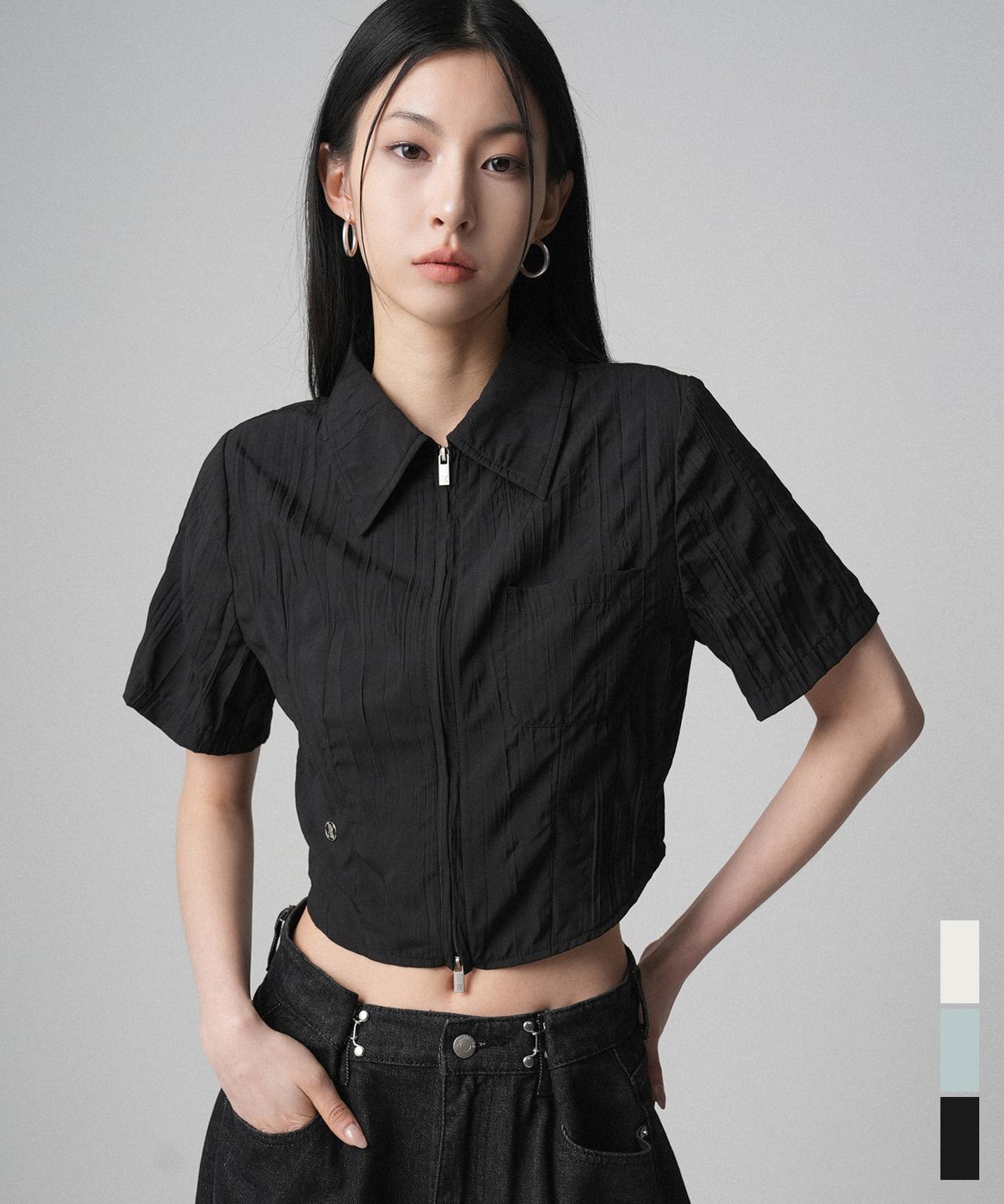 어반드레스(AVANDRESS) Mini Femi Pleats Shirts Zip-up - 3COL