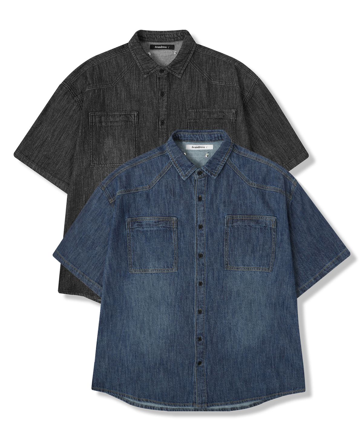 어반드레스(AVANDRESS) Cooling Western Short-sleeve Denim Shirt - 2COL