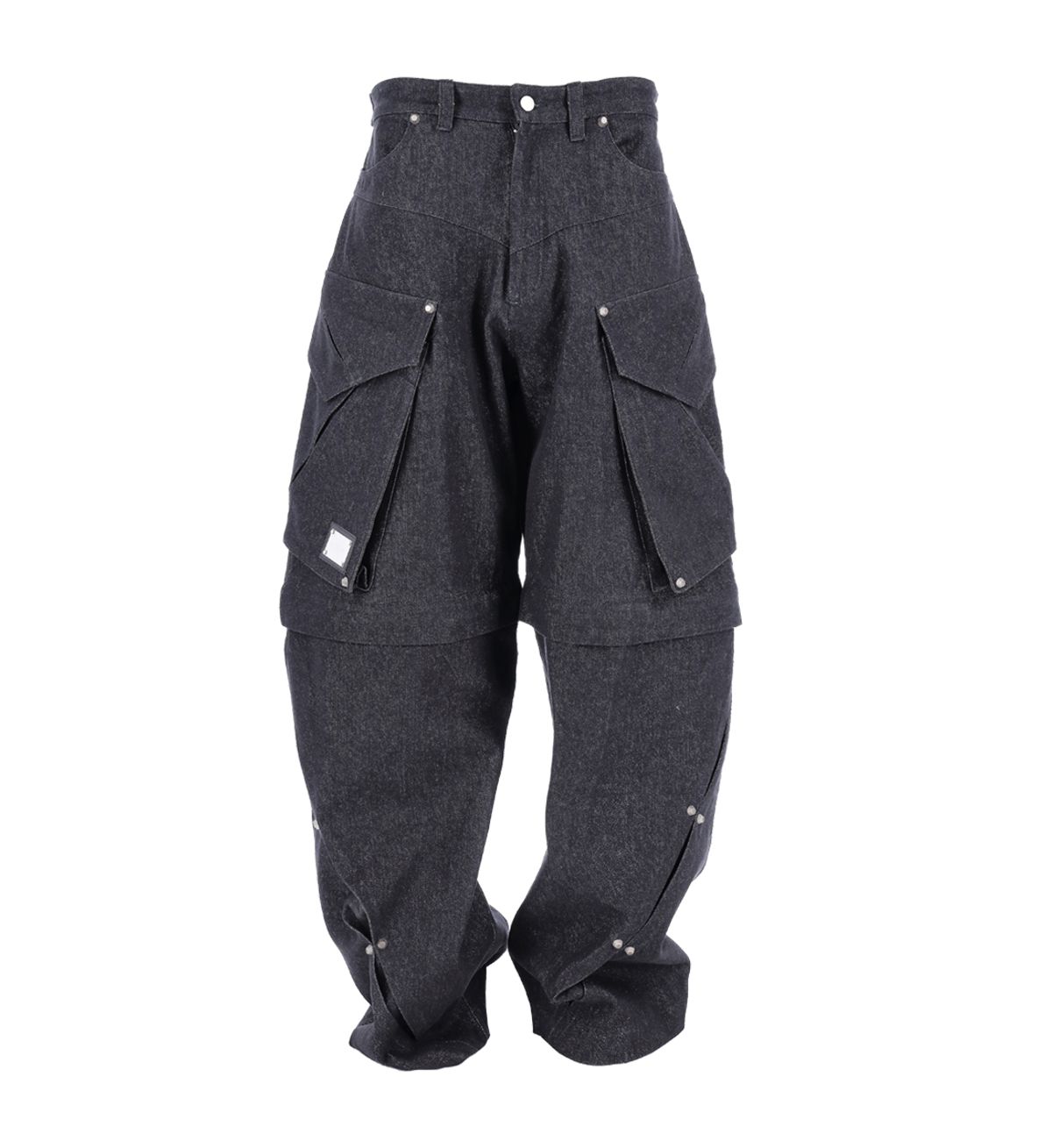 에르 바이 에러리스트(ERR BY ERRORIST) SCAR DETACHABLE CARGO DENIM PANTS [BLACK]