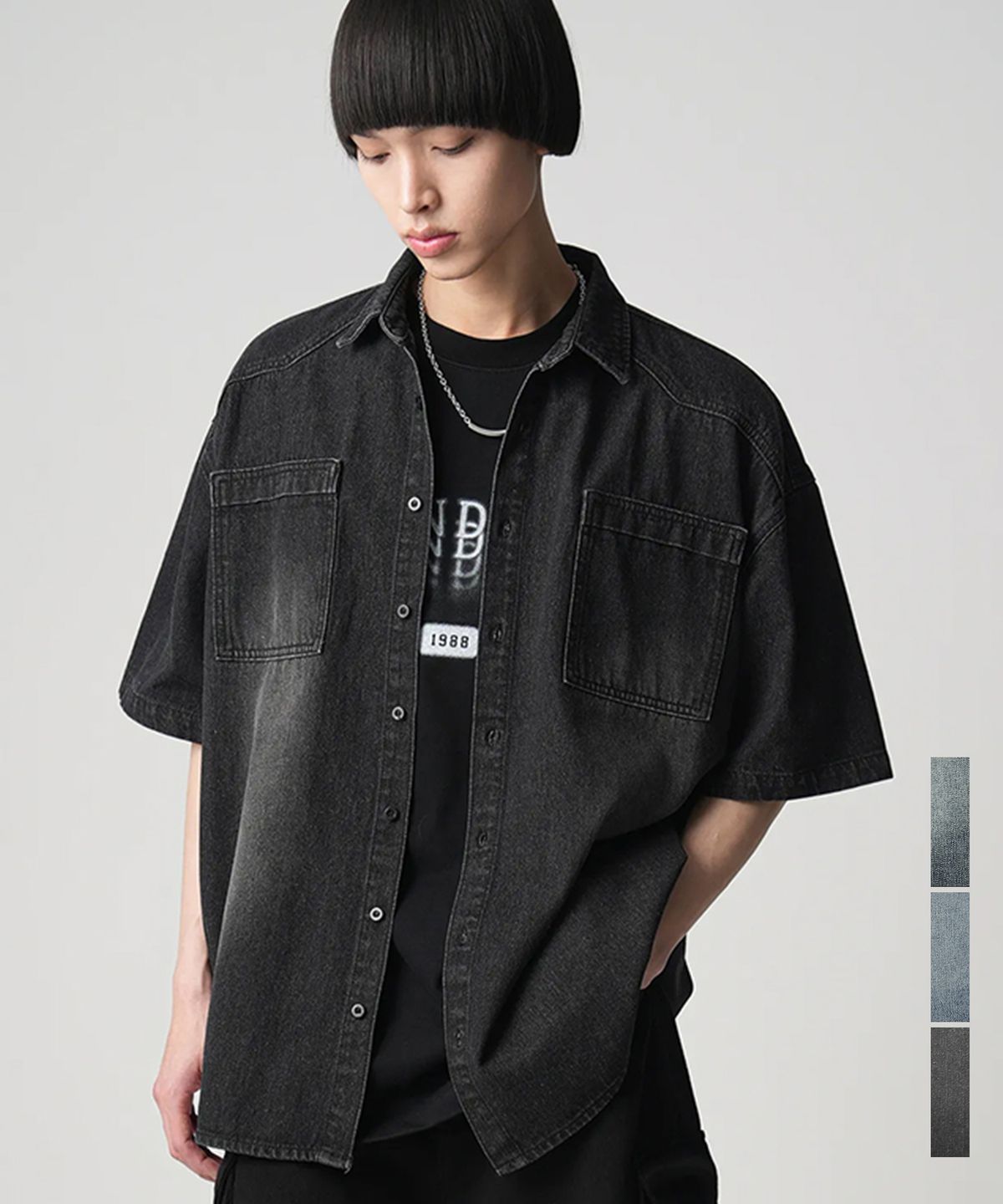 어반드레스(AVANDRESS) Western Short-sleeve Denim Shirt - 3COL
