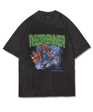 투어바이크 피그먼트 오버핏 반팔티셔츠 차콜