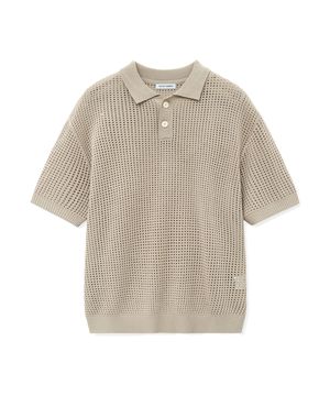 린넨 블렌드 크로쉐 카라 니트 [베이지]