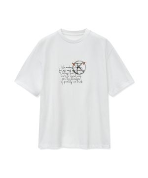 브러쉬드 로고 프린티드 티셔츠 [화이트]