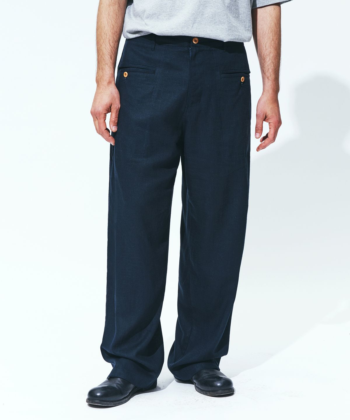 유니폼브릿지(UNIFORM BRIDGE) 24ss linen easy fatigue pants navy
