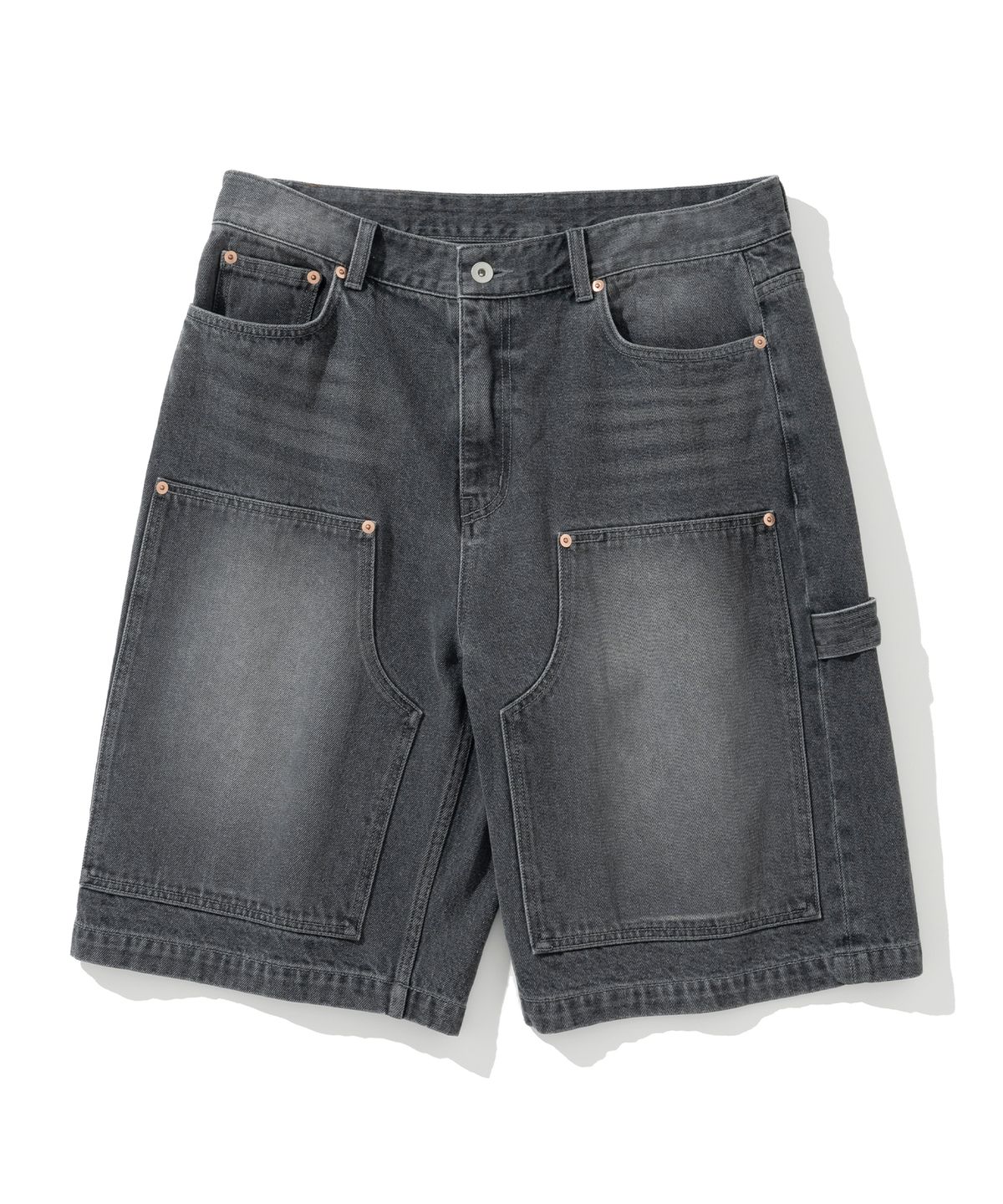 유니폼브릿지(UNIFORM BRIDGE) double knee denim short pants 12oz black washed