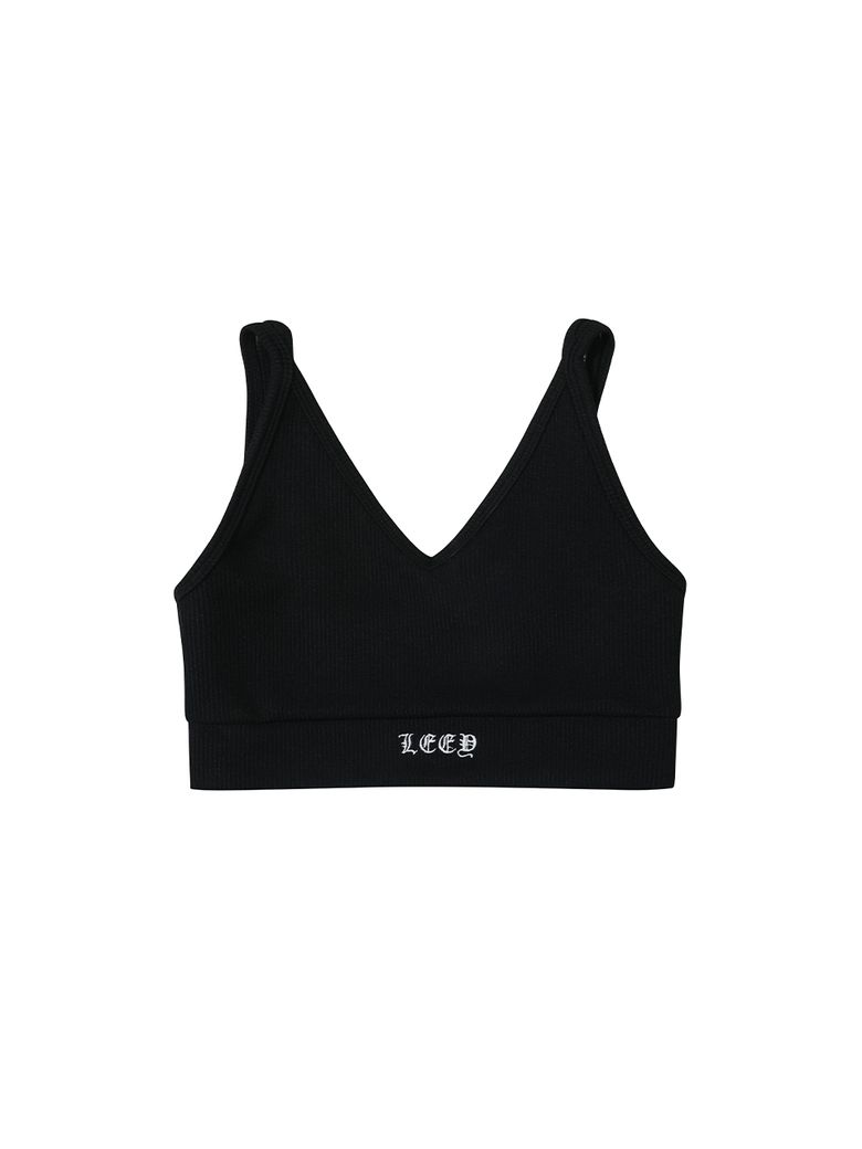 LOGO DOUBLE STRAP BRALETTE BLACK