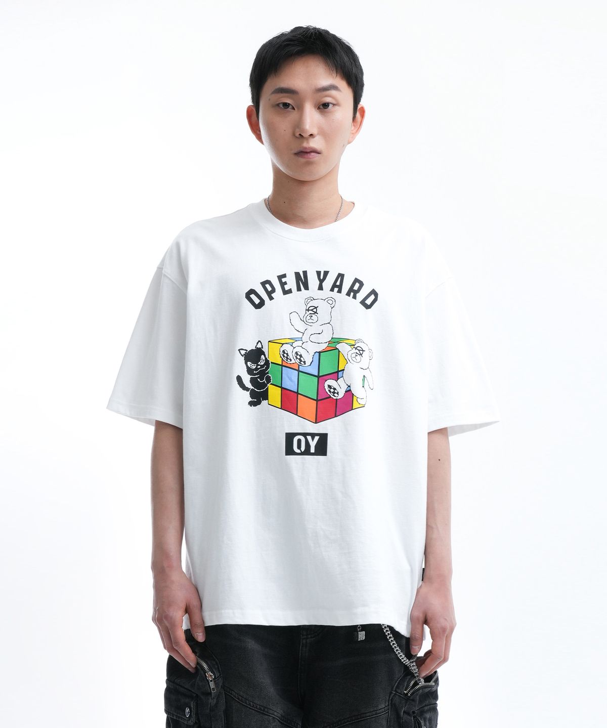 오픈야드(오와이)(OPENYARD(OY)) CUBE ODOLLY&BLACKCAT T-WHITE