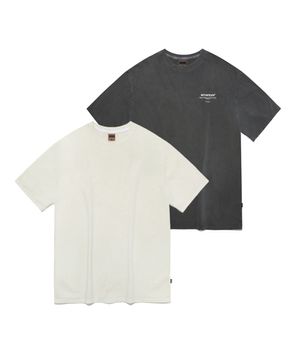 [SET]피그먼트 오버핏 반팔티셔츠+어드벤쳐 폰트 피그먼트 반팔티셔츠 (FST701+FST705)