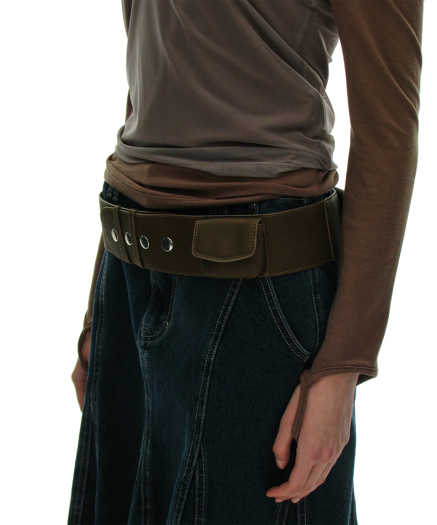 小物 PARTIMENTO WOMEN (Set) Belt MUSINSA | PARTIMENTO WOMEN Pocket Layered Belt_Brown