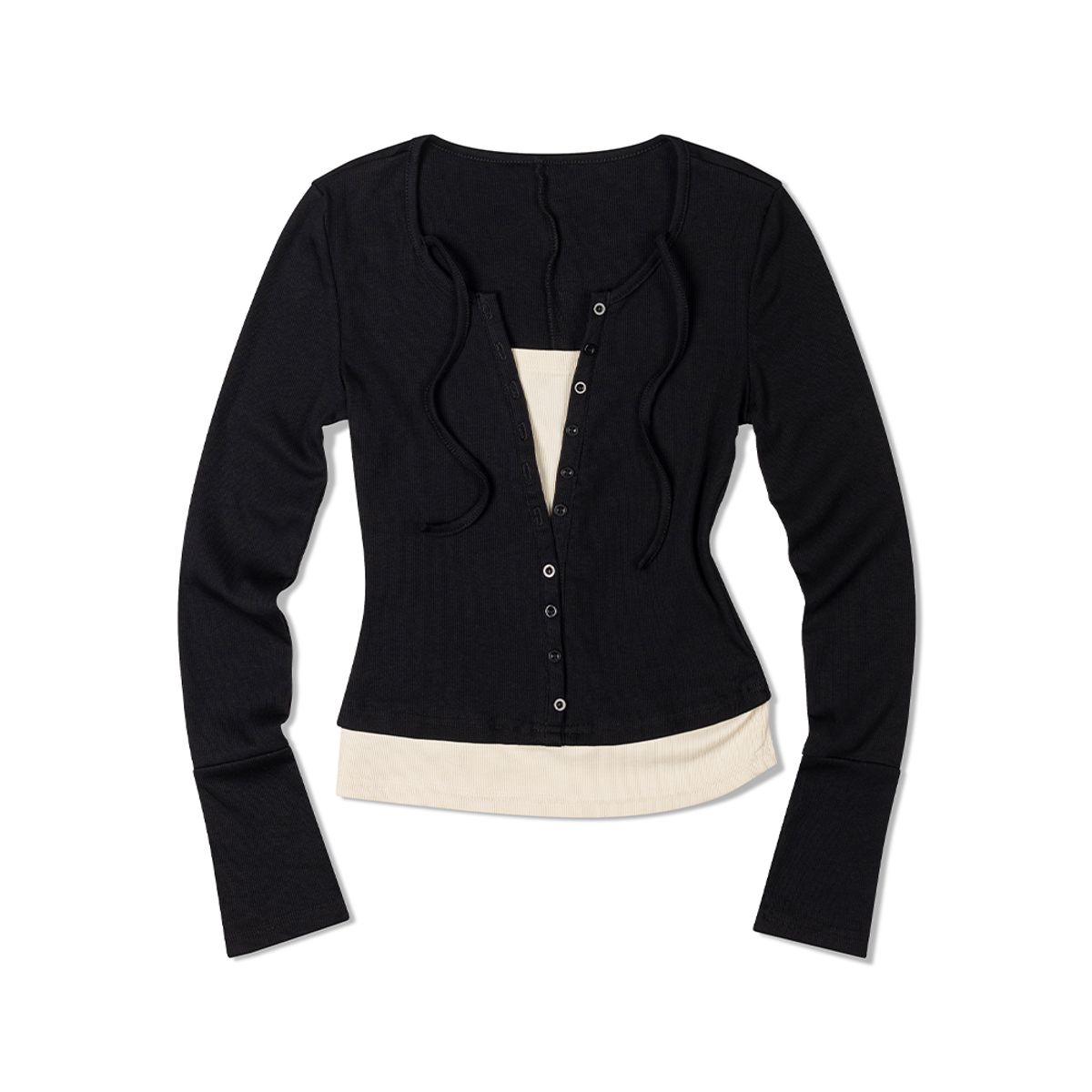 모아(MOAA) 헨리넥 레이어드 슬리브 (BLACK)
