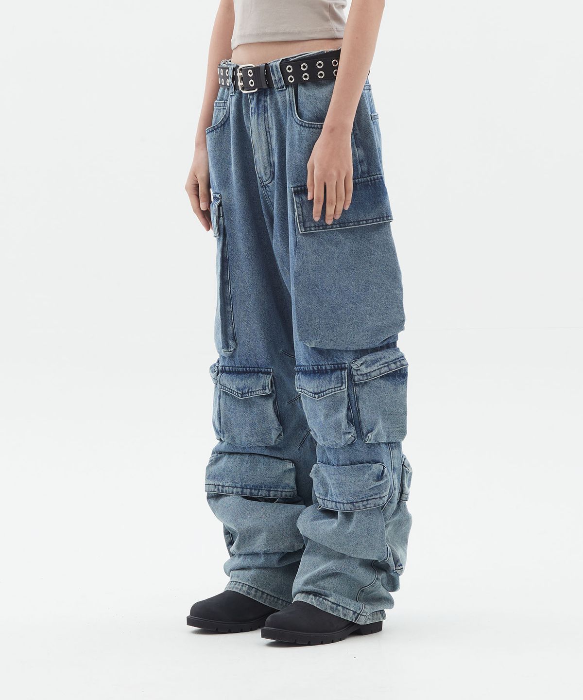 도미넌트(DOMINANT) Denim Ten pocket cargo pants_Blue