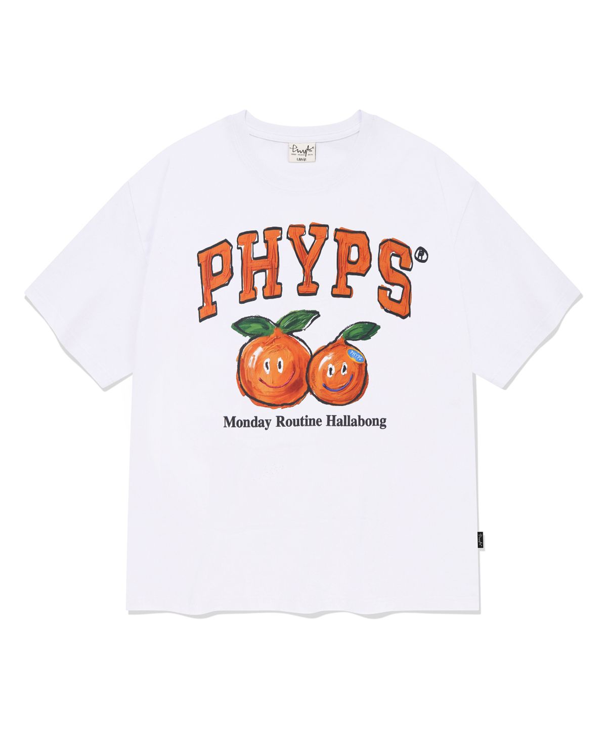 피지컬 디파트먼트(PHYSICAL DEPARTMENT) 먼데이루틴 한라봉 반팔티셔츠_화이트