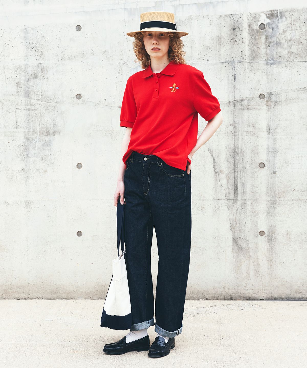 유니폼브릿지(UNIFORM BRIDGE) flag pique s/s tee(womens) red