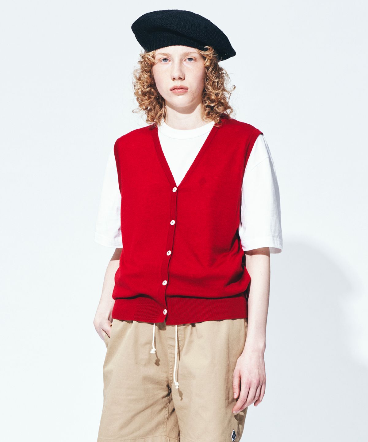 유니폼브릿지(UNIFORM BRIDGE) knit vest(womens) red