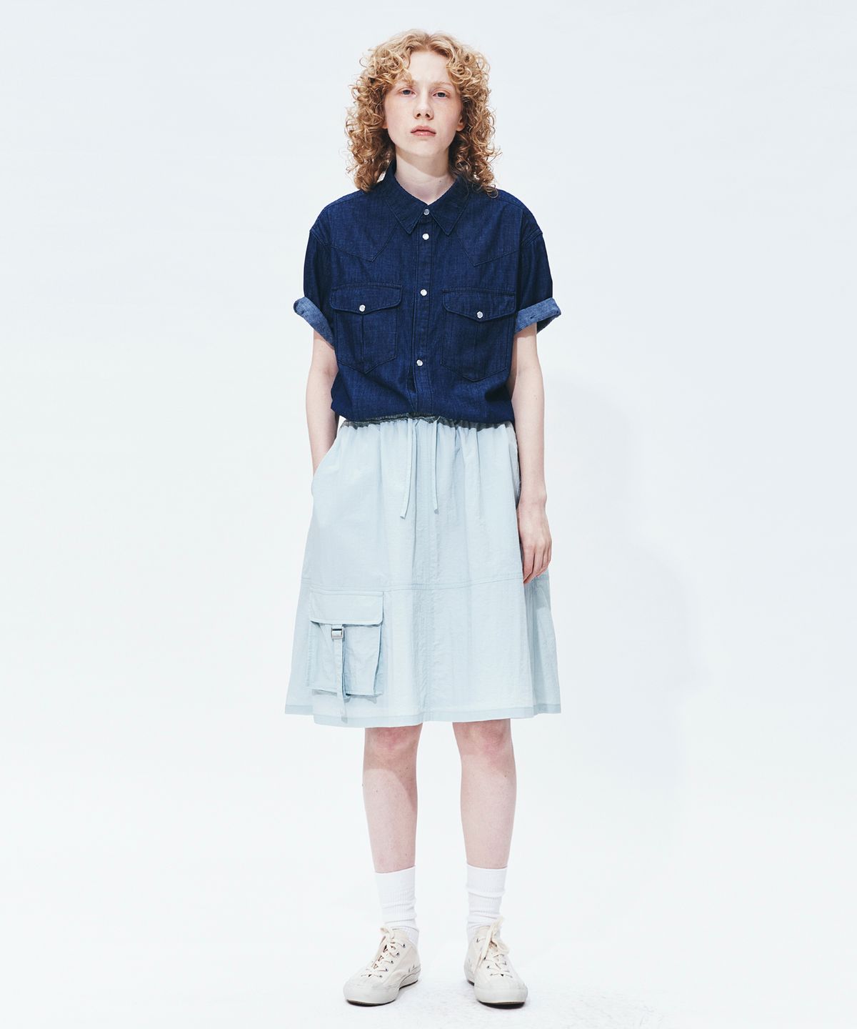 유니폼브릿지(UNIFORM BRIDGE) denim western s/s shirt 6oz(womens) indigo rinsed