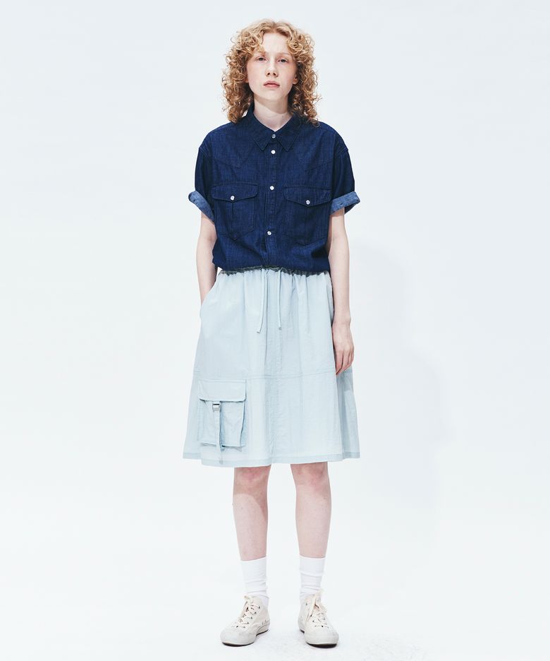 denim western s/s shirt 6oz(womens) indigo rinsed