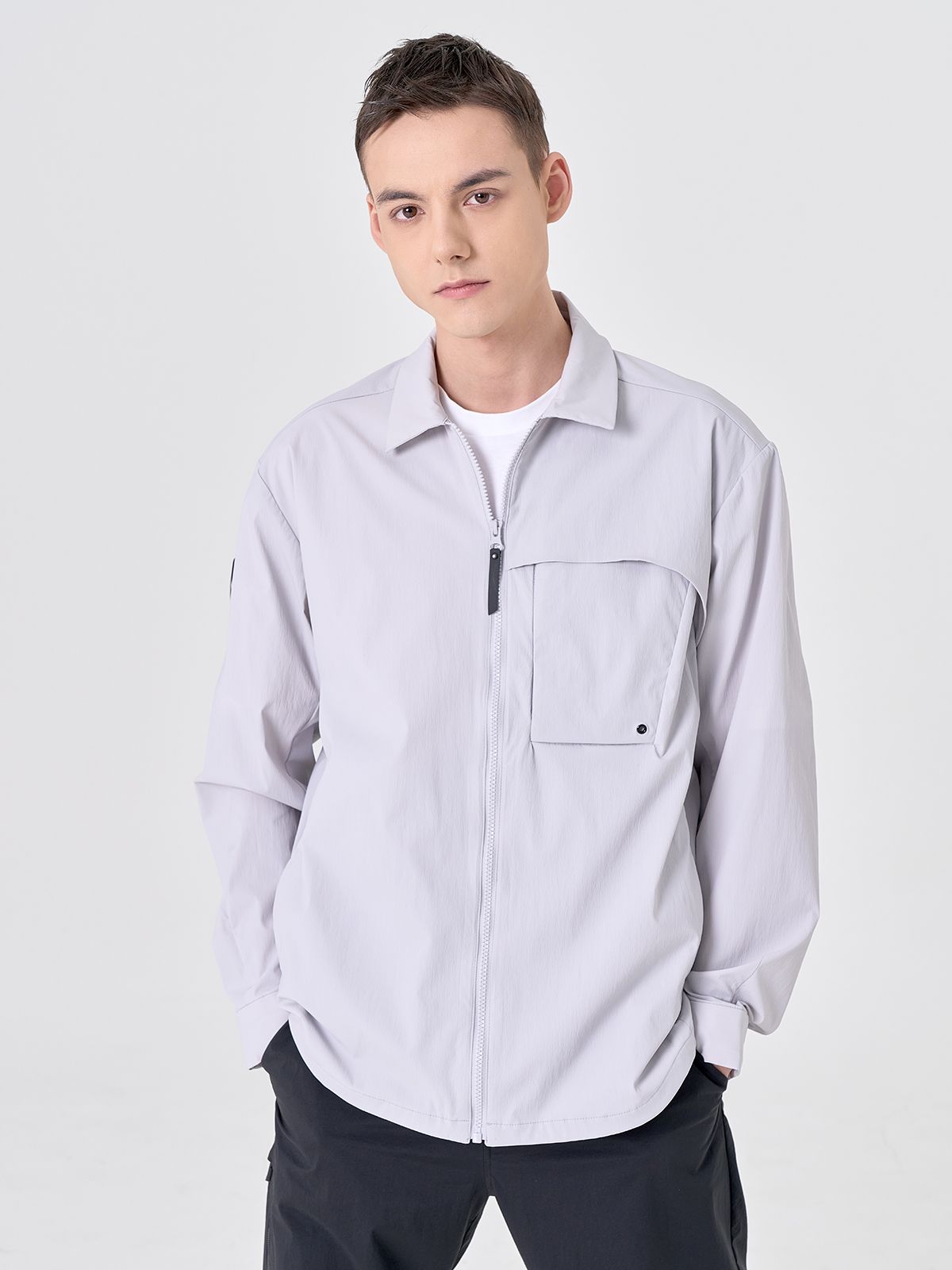 아부가르시아(ABU GARCIA) 셔츠형 바람막이 자켓 LIGHT GREY