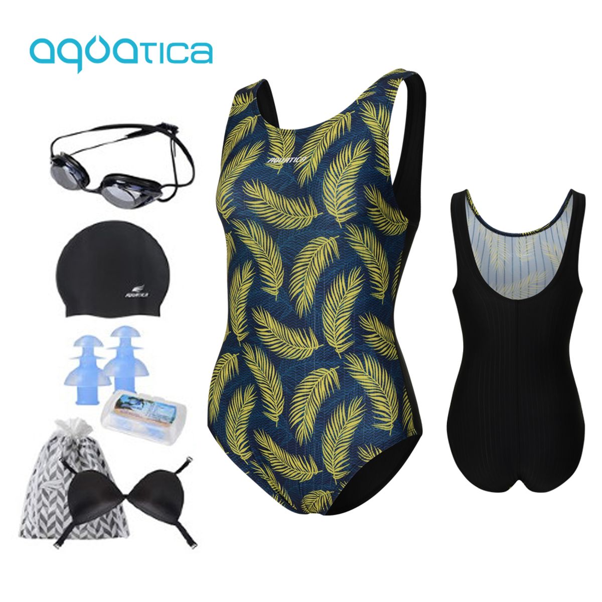 아쿠아티카(AQUATICA) 여성 실내수영복 AQA1475 선수용수경6종세트