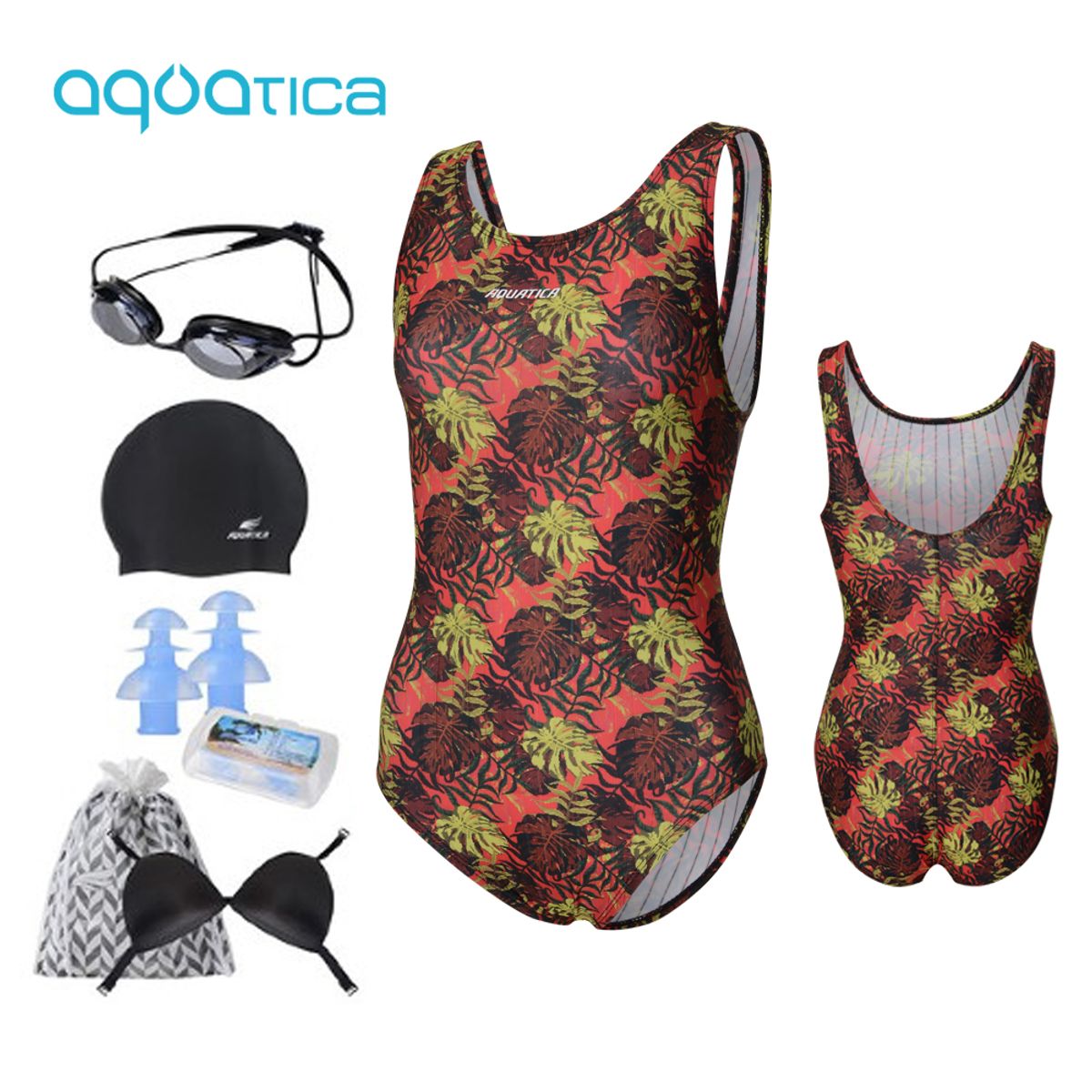 아쿠아티카(AQUATICA) 여성 실내수영복 AQA1479 선수용수경6종세트