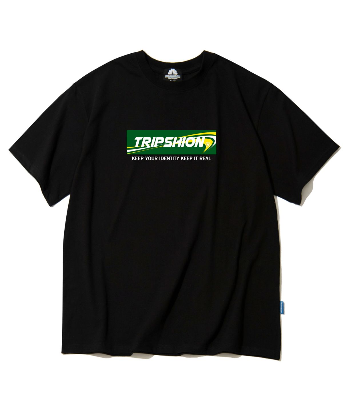 트립션(TRIPSHION) GREEN BOX 로고 티셔츠 - 블랙