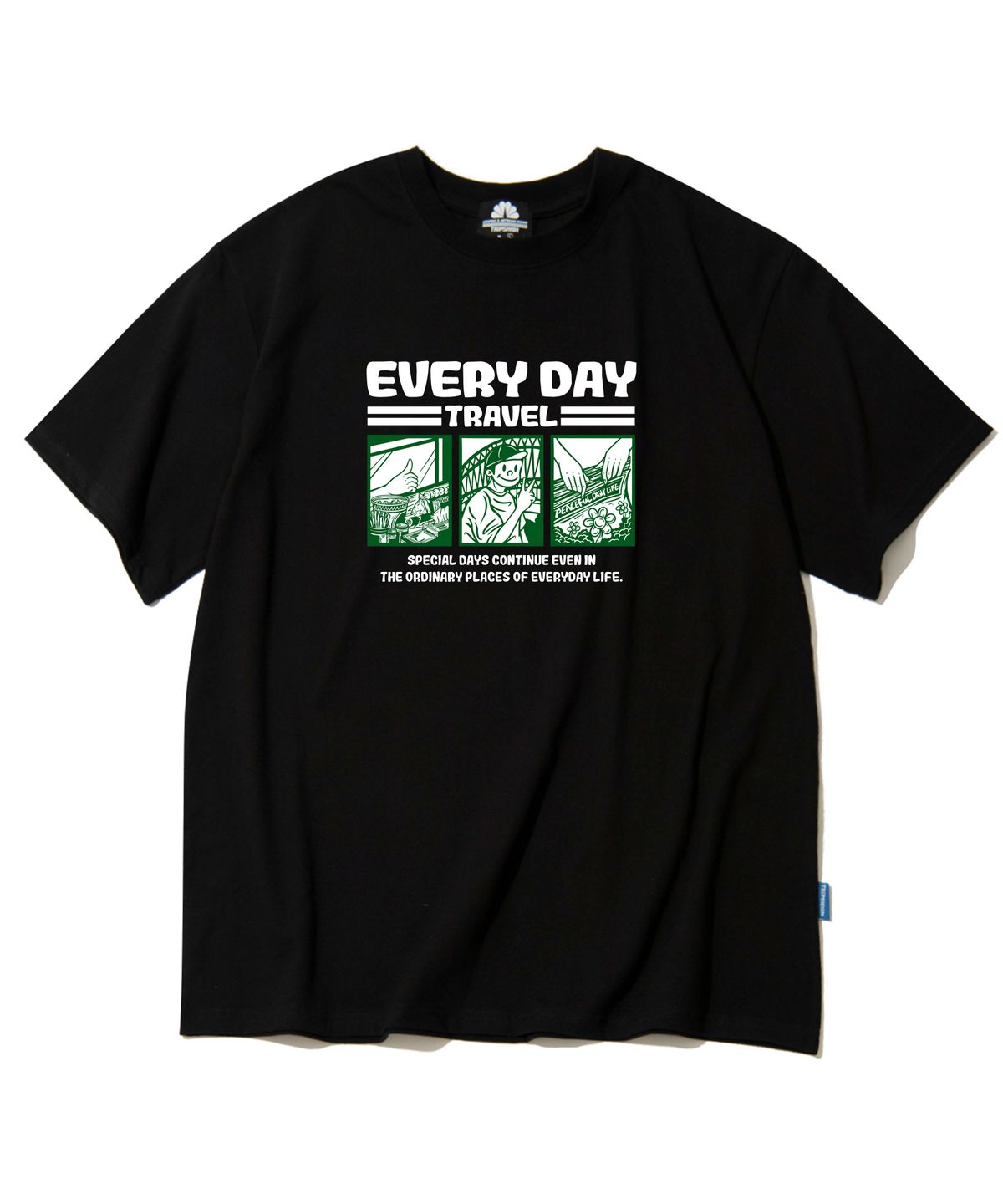 트립션(TRIPSHION) EVERYDAY CARTTON 그래픽 티셔츠 - 블랙