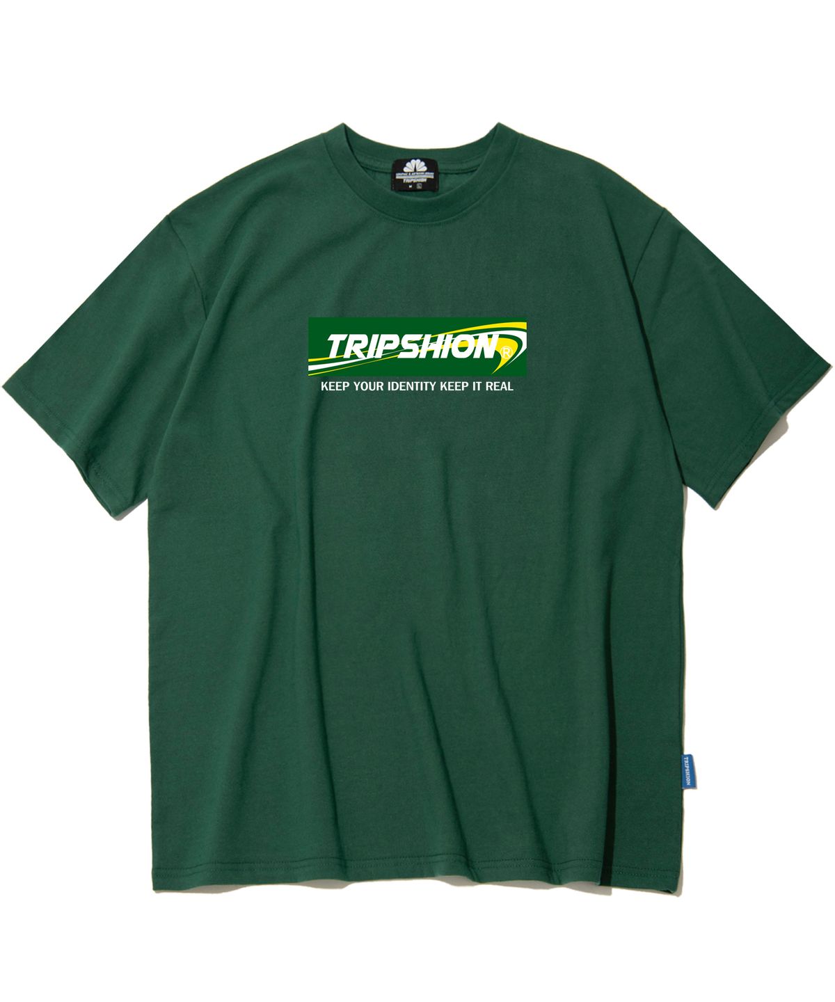 트립션(TRIPSHION) GREEN BOX 로고 티셔츠 - 그린