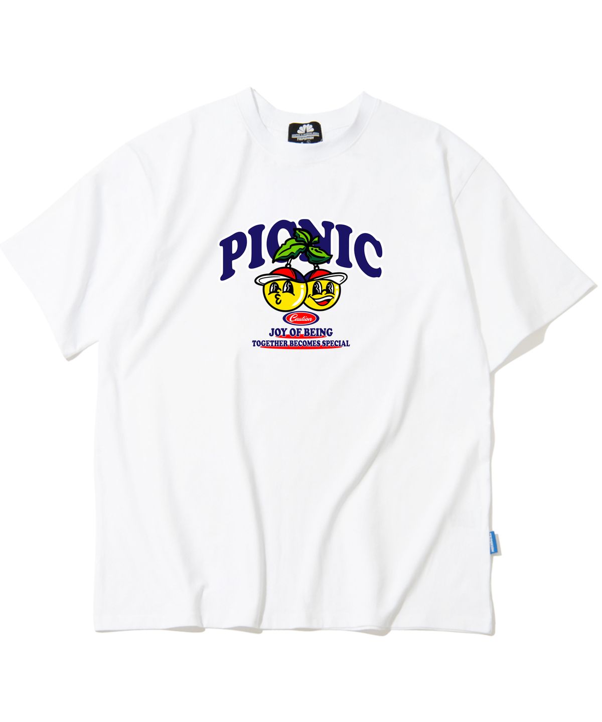 트립션(TRIPSHION) YELLOW BALL PICNIC 그래픽 티셔츠 - 화이트