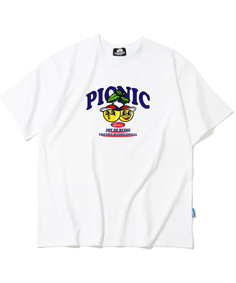 YELLOW BALL PICNIC 그래픽 티셔츠 - 화이트