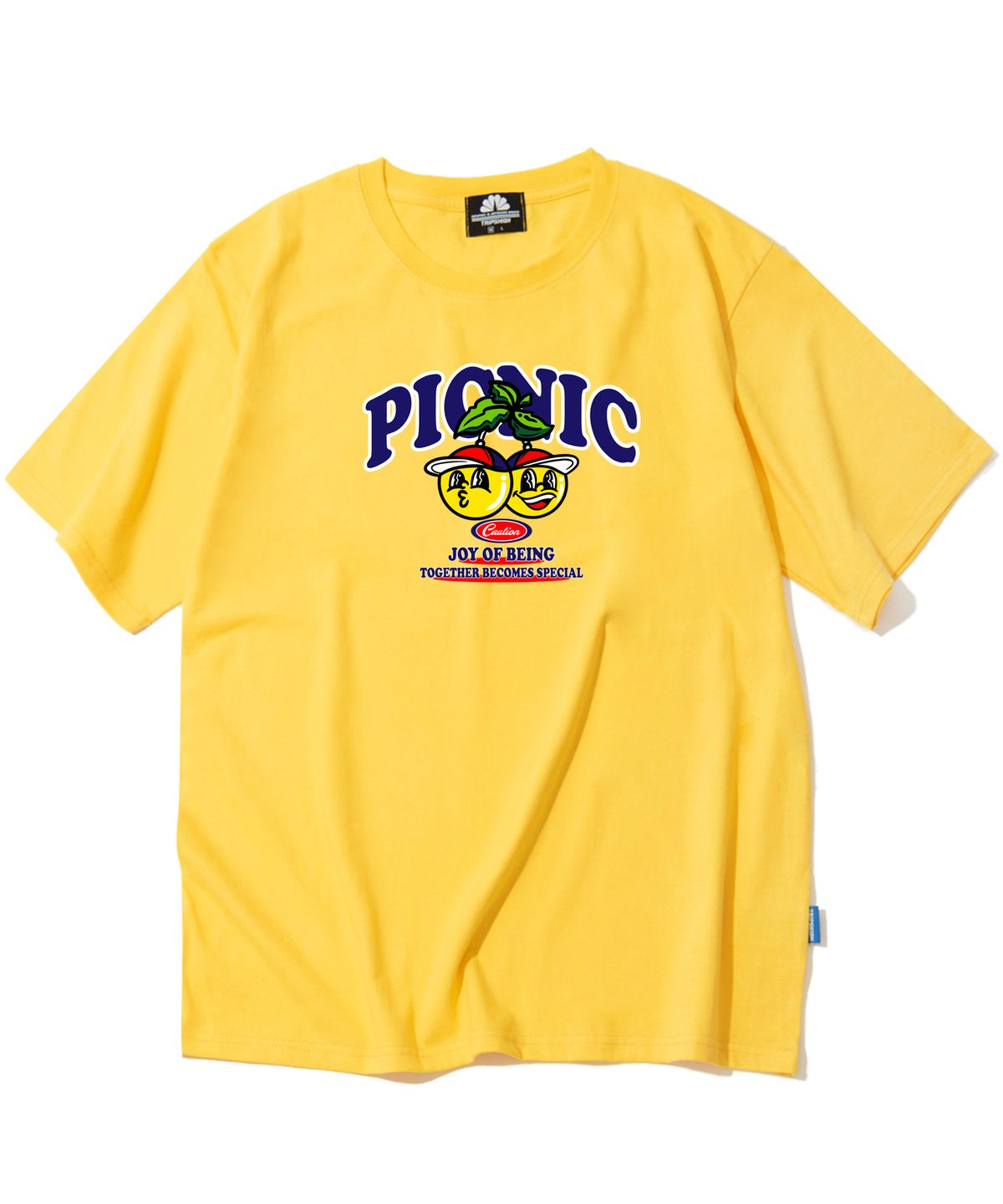 트립션(TRIPSHION) YELLOW BALL PICNIC 그래픽 티셔츠 - 옐로우