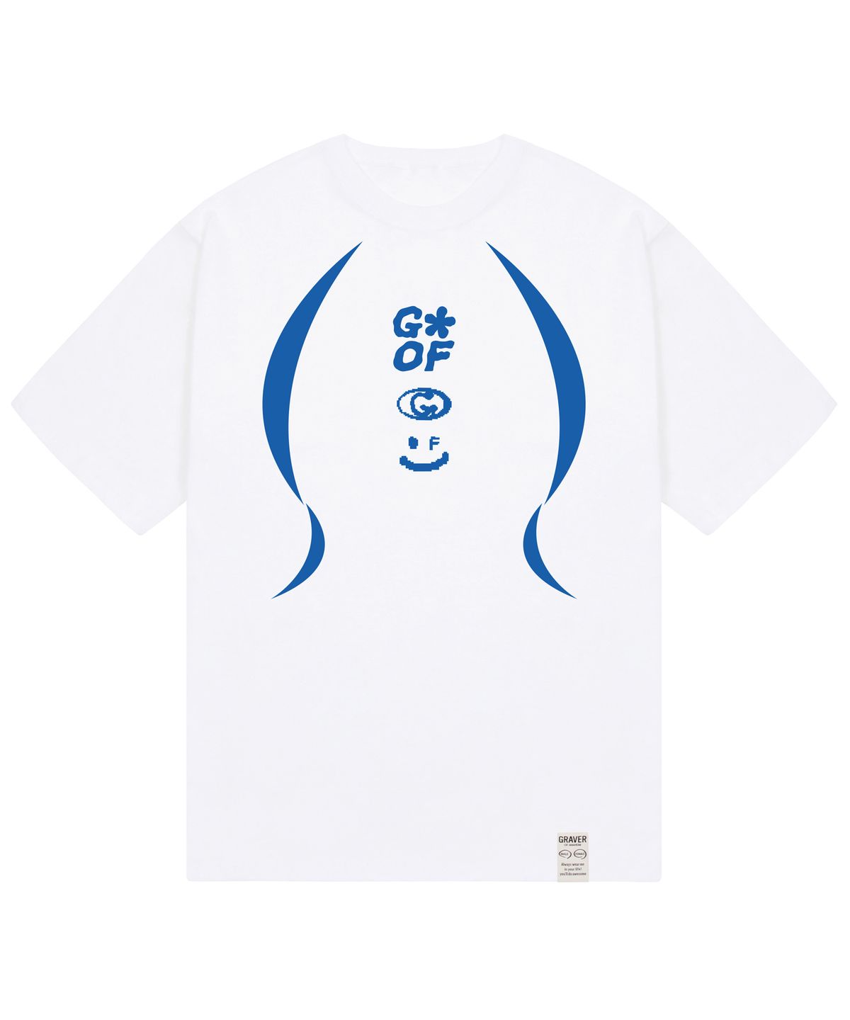 그레이버(GRAVER) [UNISEX]3로고 스마일 라인 반팔티_화이트