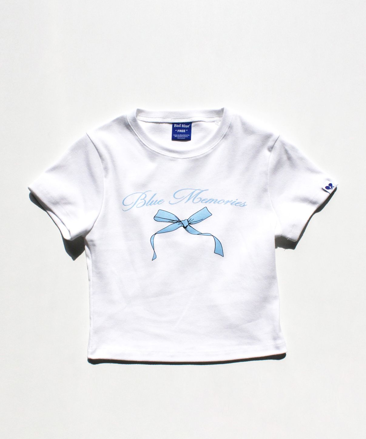 【BAD BLUEバッドブルー】Ribbon Logo Slim Tee/韓国人気/追跡付 韓国BAD BLUE バッドブルー】Ribbon Logo Slim Tee (Bad Blue/T