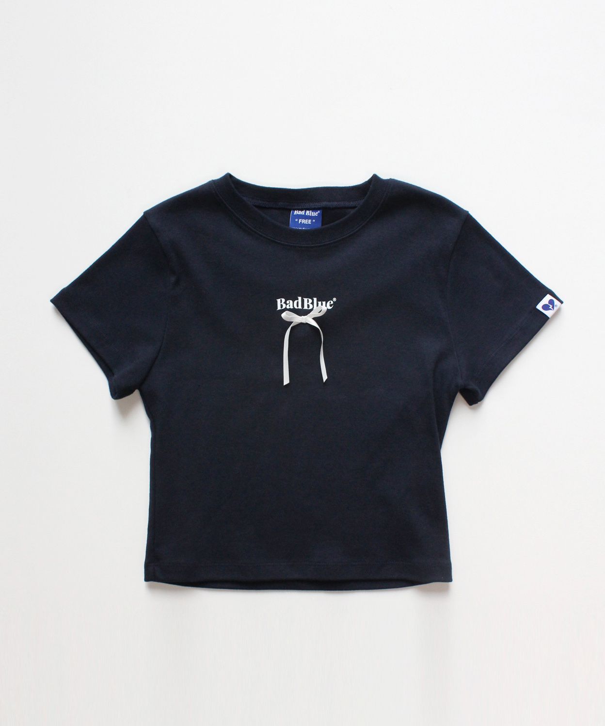 MUSINSA | BADBLUE Ribbon Logo Slim Tee Navy